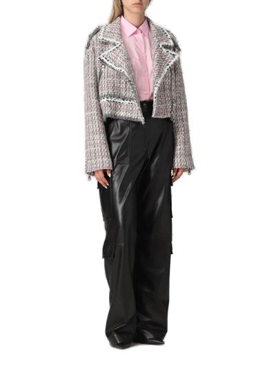 Msgm Multi-colored Tweed Biker Jacket