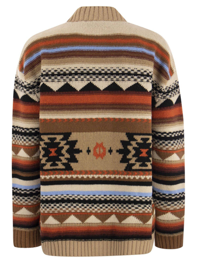 Shop Weekend Max Mara Jacquard V-neck Knitted Cardigan  In Multicolor