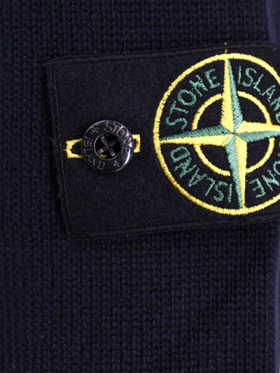 Shop Stone Island Compass Patch Button-up Cardigan In Blue