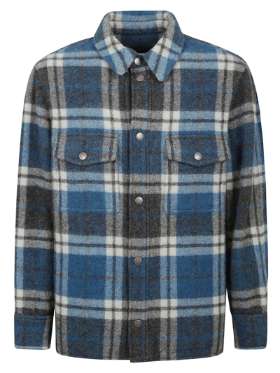 Alanui Patterned Wool Shirt With Flap Pockets In Sky