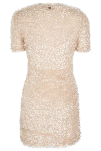 Shop Rabanne Crewneck Short-sleeved Mini Dress In Light Pink