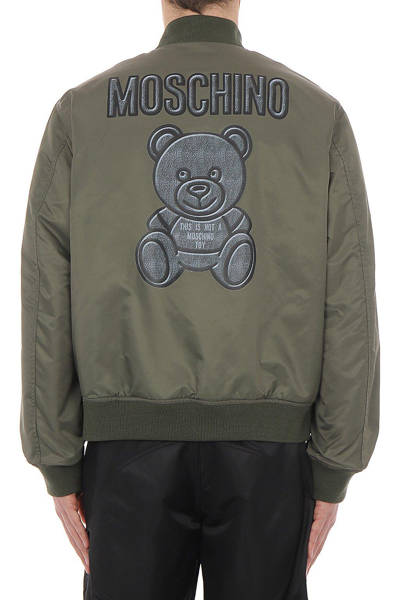 Shop Moschino Teddy Bear Printed Bomber Jacket In Verde