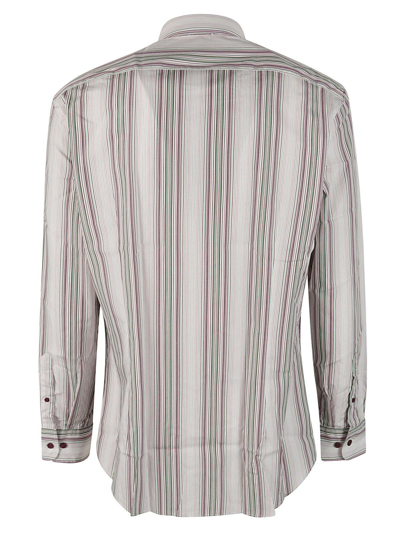 Shop Etro Striped Straight Hem Shirt  In Multicolor