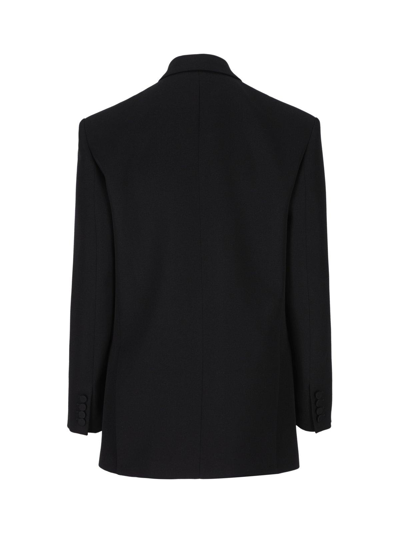 Valentino Double Breasted Straight Hem Blazer In Black