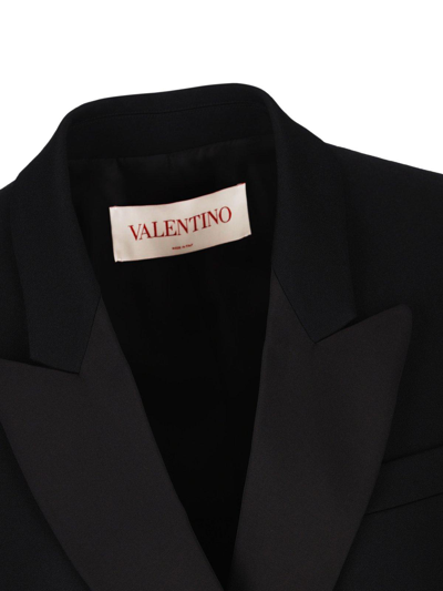 Valentino Double Breasted Straight Hem Blazer In Black