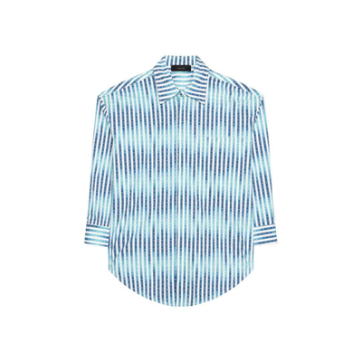 Shop Amiri All-over Striped Logo Motif Buttoned Shirt In Multicolor