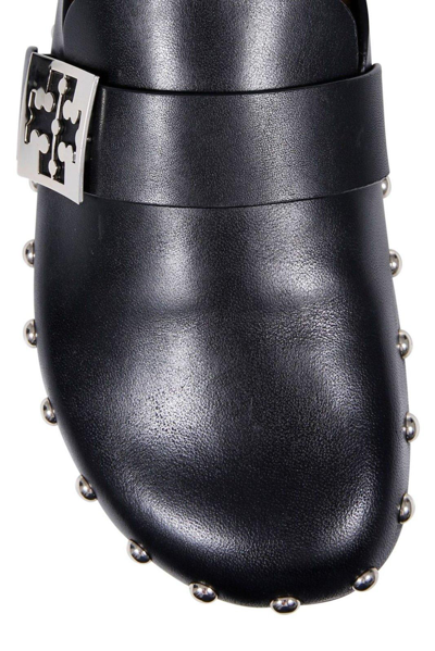 Shop Tory Burch Stud Embellished Mules In Perfect Black / Silver