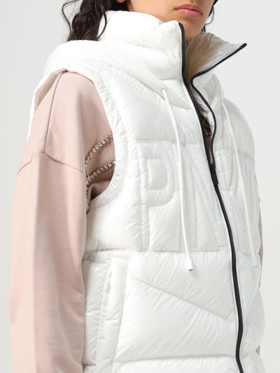 Shop Pinko Geos Padded High Neck Zipped Waistcoat  In White