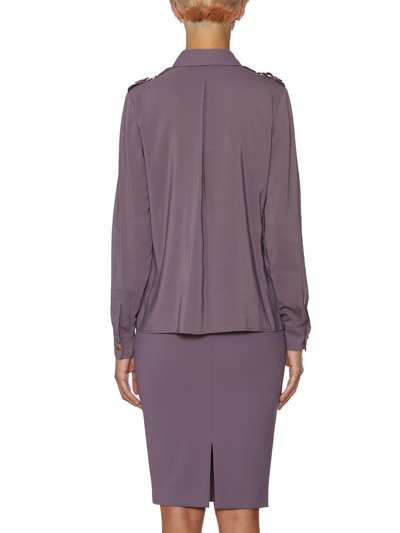 Shop Elisabetta Franchi Spread-collared Buttoned Shirt In Candy Violet