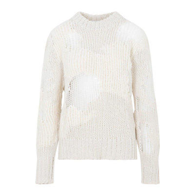Shop Chloé Mesh Patch Knitted Jumper In Latte