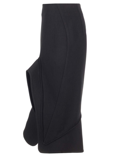 Shop Bottega Veneta Structured Midi Skirt In Black
