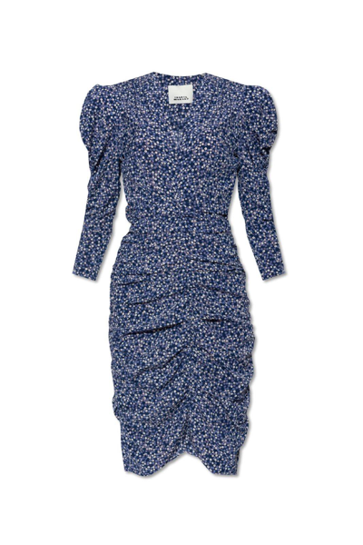 Shop Isabel Marant Runch Detailed Puff-sleeve Dress In Blu