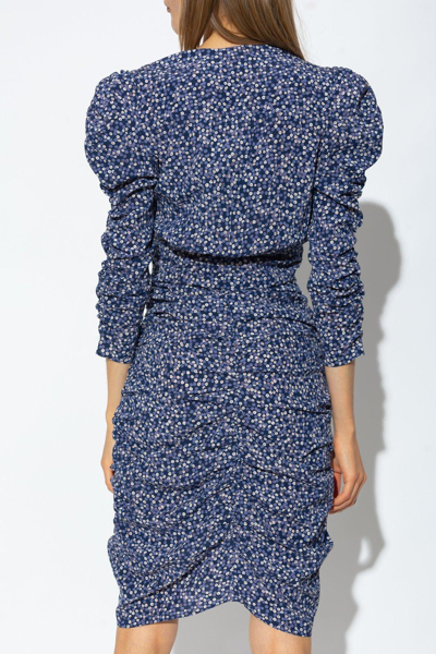 Shop Isabel Marant Runch Detailed Puff-sleeve Dress In Blu
