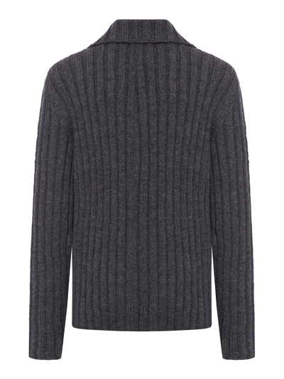 Shop Dolce & Gabbana Zipped Knitted Sweater In Melange Grigi