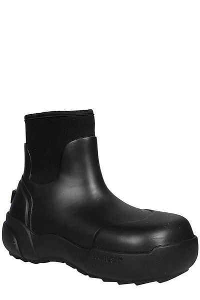 Shop Ambush Square-toe Chunky Sole Ankle Boots In Black