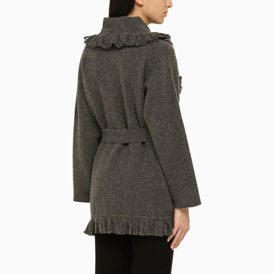 Shop Alanui Grey Cashmere And Silk Cardigan In Thunderstorm