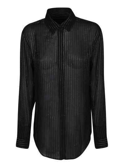 Shop Saint Laurent Striped Long-sleeved Shirt