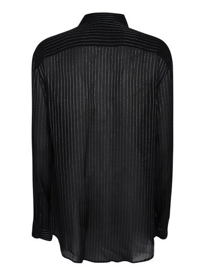 Shop Saint Laurent Striped Long-sleeved Shirt