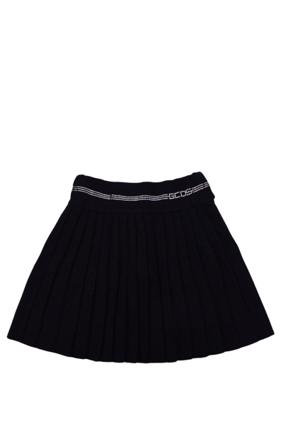 Shop Gcds Bling High-waist Pleated Mini Skirt In Black