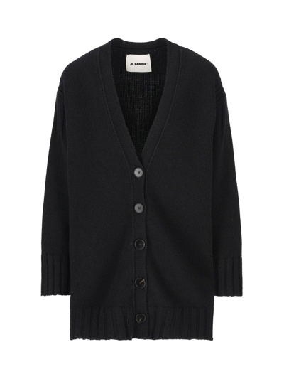 Shop Jil Sander Buttoned V-neck Long-sleeved Cardigan