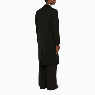 Shop Pt01 Black Double-breasted Coat In Virgin Wool