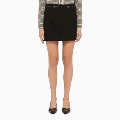 Shop Gucci Black Cotton Miniskirt