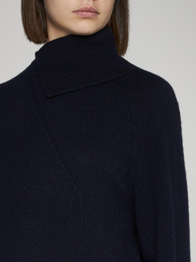 Shop Rohe Wool And Cashmere Split Sweater In Navy