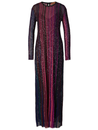 Shop Missoni Sequin-embellished Pleated Crewneck Maxi Dress