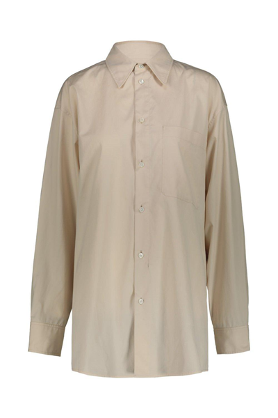 Shop Lemaire Overlapping-panelled Buttoned Shirt In Wh048 Light Cream