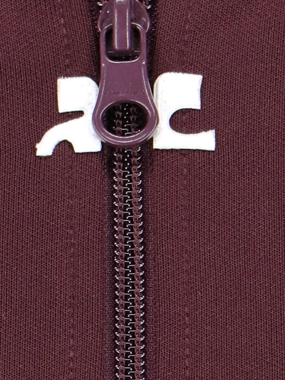 Shop Courrèges Interlock Cropped Sweatshirt In Bordeaux