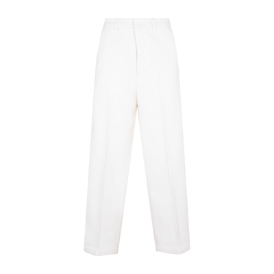 Shop Ami Alexandre Mattiussi Paris Straight-leg Pleat-detailed Trousers In White