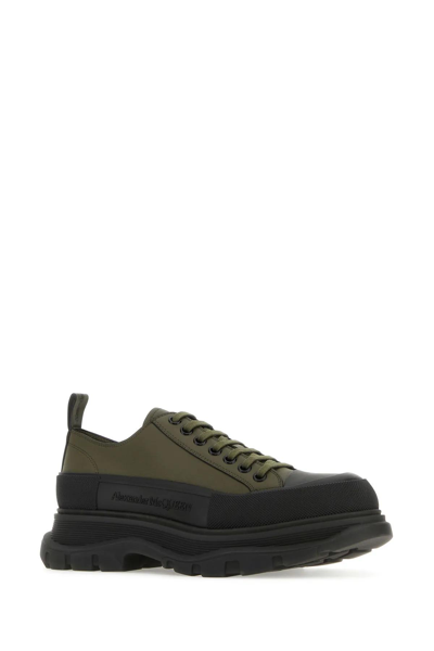 Shop Alexander Mcqueen Khaki Leather Tread Slick Sneakers In Green