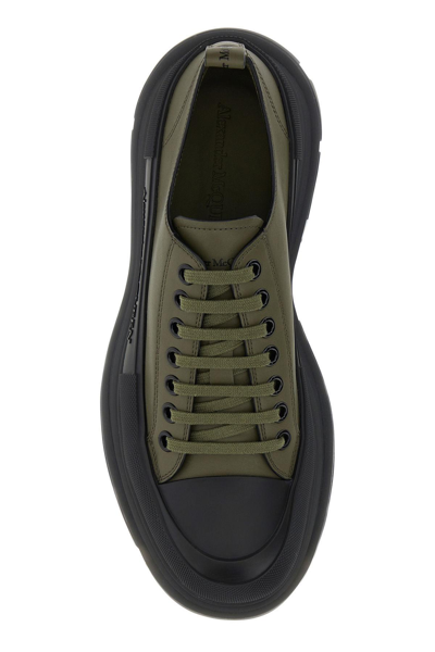 Shop Alexander Mcqueen Khaki Leather Tread Slick Sneakers In Green