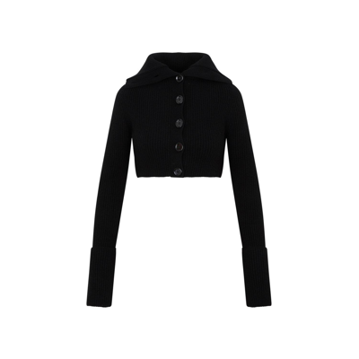 Shop Sportmax Long-sleeved Cropped Cardigan In Nero