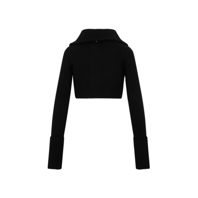 Shop Sportmax Long-sleeved Cropped Cardigan In Nero