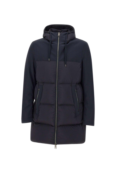 Shop Herno Drawstring Hooded Padded Coat In Blu