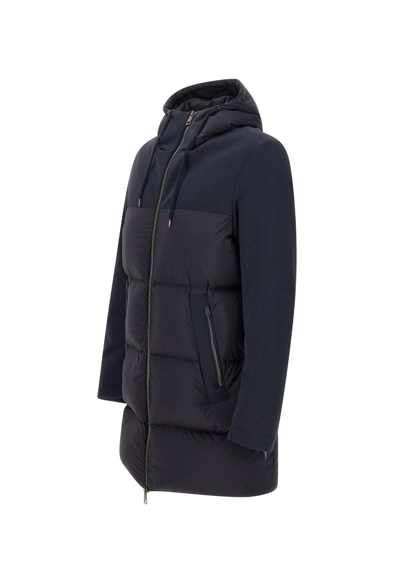 Shop Herno Drawstring Hooded Padded Coat In Blu