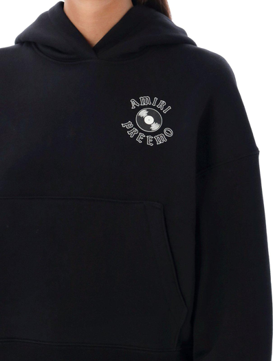 Shop Amiri Logo Printed Sleeved Hoodie In Black