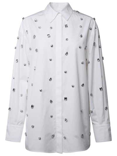 Shop Sportmax Embellished Long-sleeved Shirt In Bianco