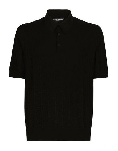 Shop Dolce & Gabbana Logo Jacquard Short-sleeved Polo Shirt In Nero