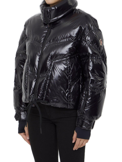 Shop Moncler Logo Patch Padded Down Jacket In Nero