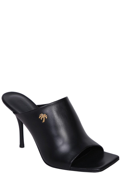 Shop Palm Angels Palm Plaque Slip-on Mules In Nero