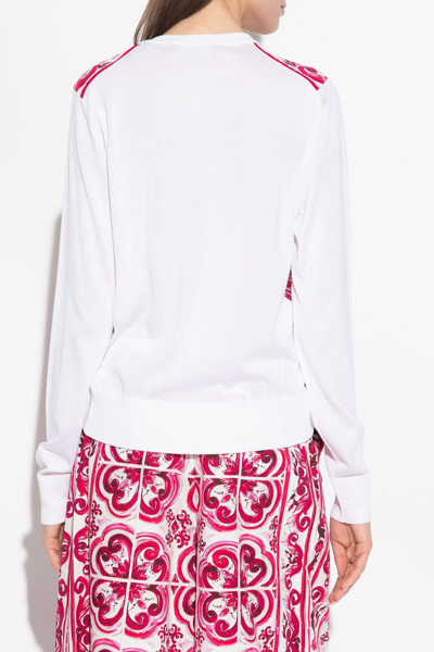 Shop Dolce & Gabbana Majolica Printed Knit Cardigan In Fuxia