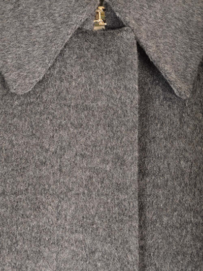 Shop Fendi Midi Coat In Grey