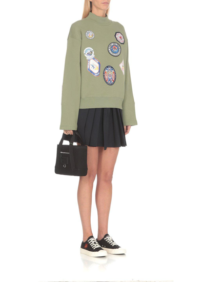 Shop Kenzo Badges Patch Knitted High-neck Sweatshirt In Verde