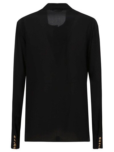Shop Balmain Puff Sleeved Bow Detailed Blouse In Nero
