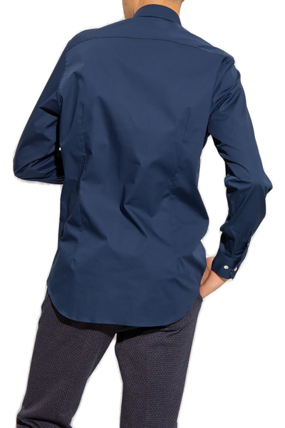 Shop Etro Buttoned Long-sleeved Shirt In Blu