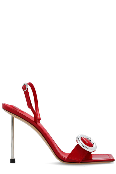 Shop Jacquemus Buckle Detailed Sandals In Red
