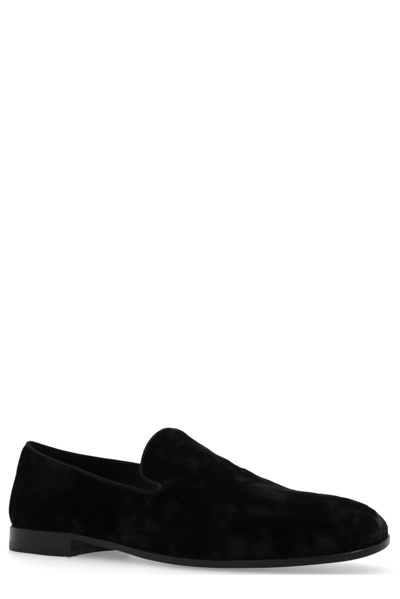 Shop Dolce & Gabbana Round-toe Flat Loafers In Nero