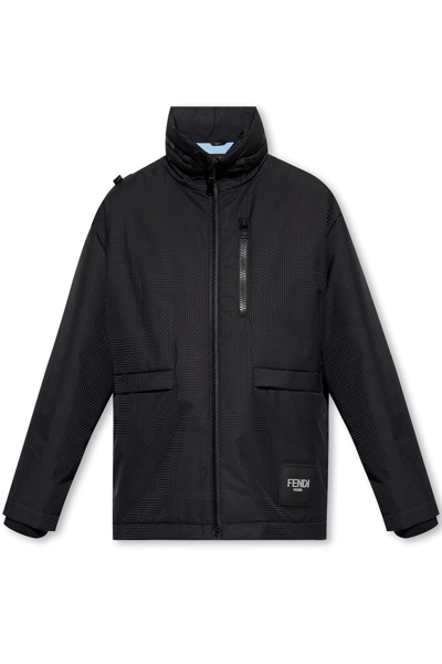 Shop Fendi Monogrammed Ski Jacket In Black